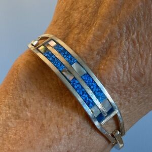 Vintage Taxco Sterling Silver and Turquoise Bracelet 16.6 grams